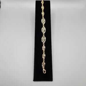 Boho Filigree Leaf Bracelet – Gold-Tone, 7" with 1.5" Extender